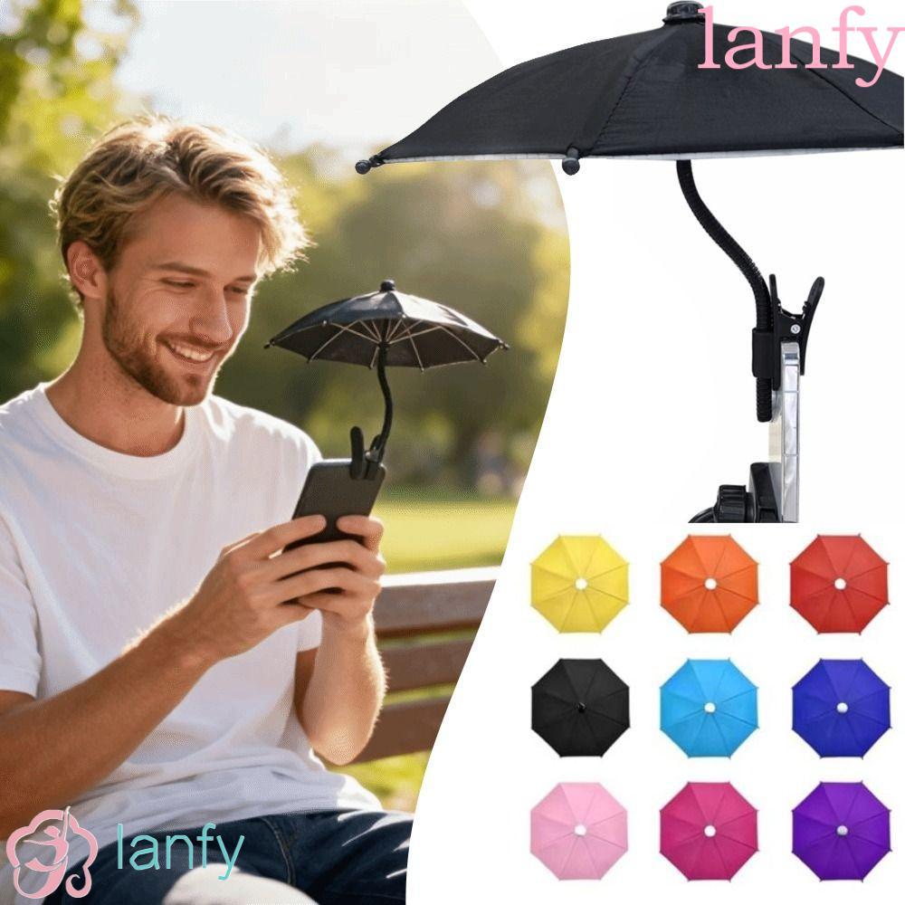 LANFY ม่านบังแดดโทรศัพท์มือถือในรถยนต์, ป้องกันแสงสะท้อนพร้อมร่มโทรศัพท์มือถือคลิป, ที่หลบภัยท่อโลหะแบบปรับได้หนาขึ้นจากฝนโทรศัพท์บังแดดสําหรับบังแดด
