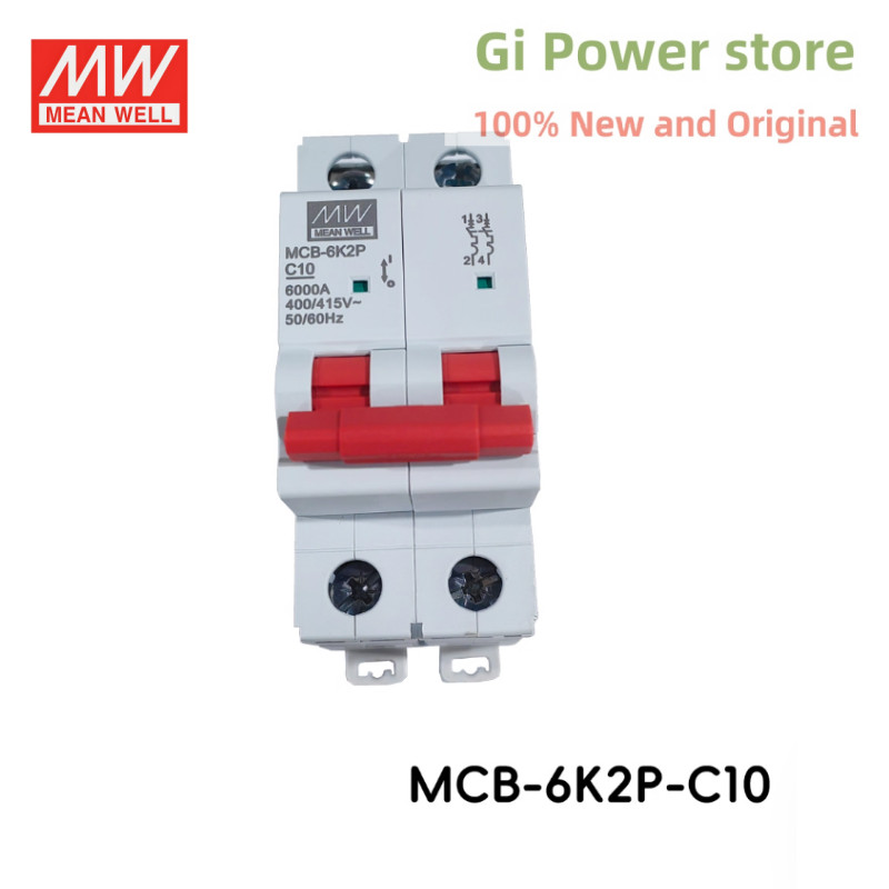 MCB-6K2P-C/D MEAN WELL เซอร์กิตเบรกเกอร์ขนาดเล็ก MCB-6K2P-C10/D10 MCB-6K2P-C16/D16 MCB-6K2P-C32/D32/