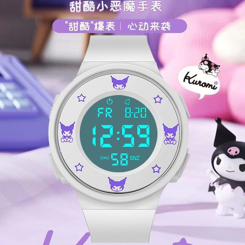 【现货】三丽鸥库洛米新款手表女学生初中少女韩版高中儿童运动防水电子表Sanrio Watch Student Waterproof Electronic Watch Small Square with