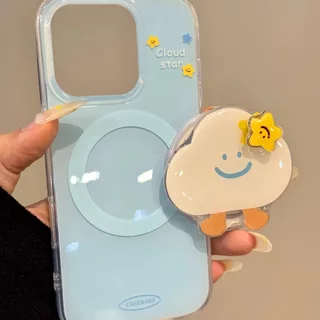 Star Smiley Cloud Magnetic Bracket Samsung S26 S22 S23 S24 S25 FE Ultra A57 A36 A56 A55 เคสโทรศัพท์ป้องกันกรณี