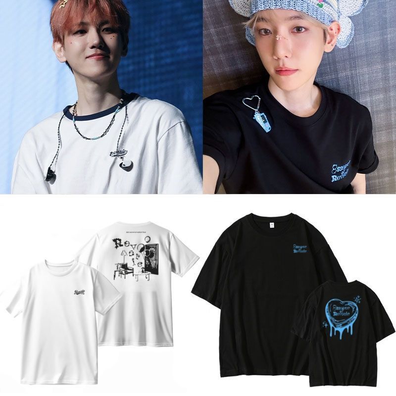 [มีสินค้า] เสื้อยืดแขนสั้นสไตล์เดียวกับคอนเสิร์ต Reverie ของ EXO Baekhyun ผลิตจากผ้าฝ้ายแท้ คอกลม ลา