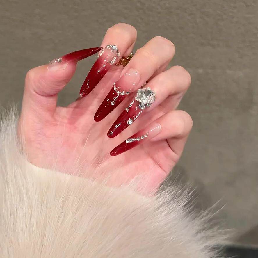 แพทช์เล็บสวมใส่ได้ อิน บริสุทธิ์ ความต้องการ แต่งเล็บหัวใจสาวคริสต์มาสสติกเกอร์แต่งเล็บที่ถอดออกได้อเนกประสงค์อ่อนโยน