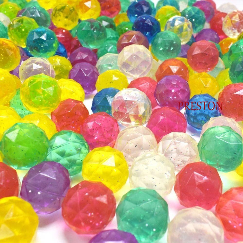 PRESTON 6 ชิ้นยาง Bouncy Ball, Bouncy ของเล่นขนาดใหญ่เพชร Bouncy Ball, ตลกสุ่มสายรุ้งสี Clear Boys