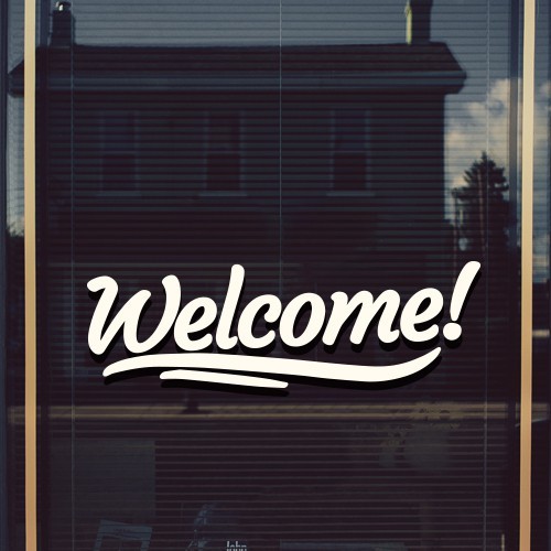 ยินดีต้อนรับ Signage สติกเกอร์ไวนิล Decal สติ๊กเกอร์ติดผนัง Pvc สติ๊กเกอร์ติดผนัง Wall Art Wall กระด