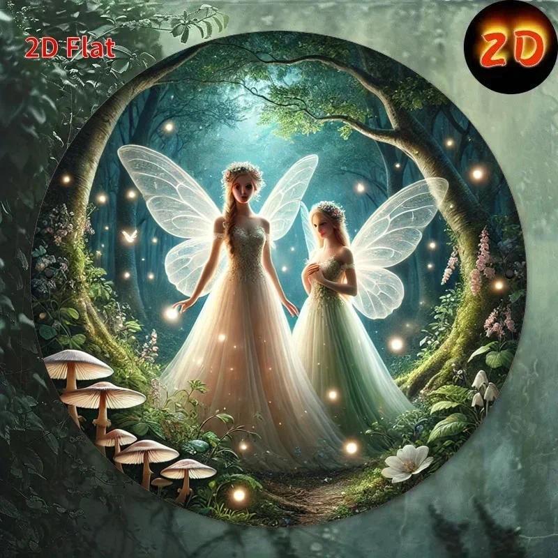 HELLOYOUNG Enchanted Fairy Forest Wall Art พิมพ์เหล็กผีเสื้อวิเศษ