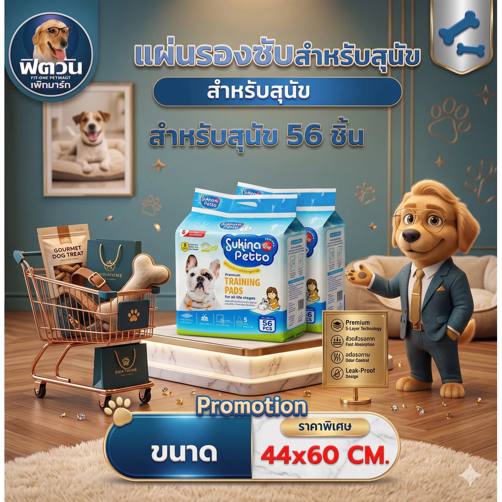 Sukina Petto แผ่นรองซับ ขนาด 45x60 ซม.{ผ้าอ้อม/แผ่นรอง}