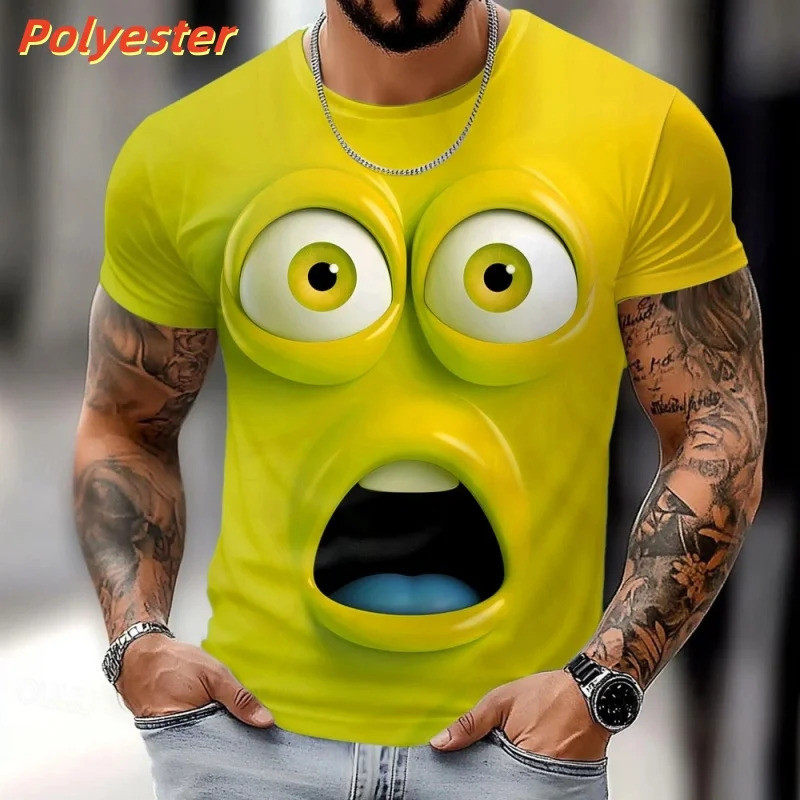 3D พิมพ์บทคัดย่อ Face เสื้อยืดสําหรับชายตลกที่มีสีสันกราฟิกแขนสั้น Tees แฟชั่นฤดูร้อนรอบคอ Tops Stre