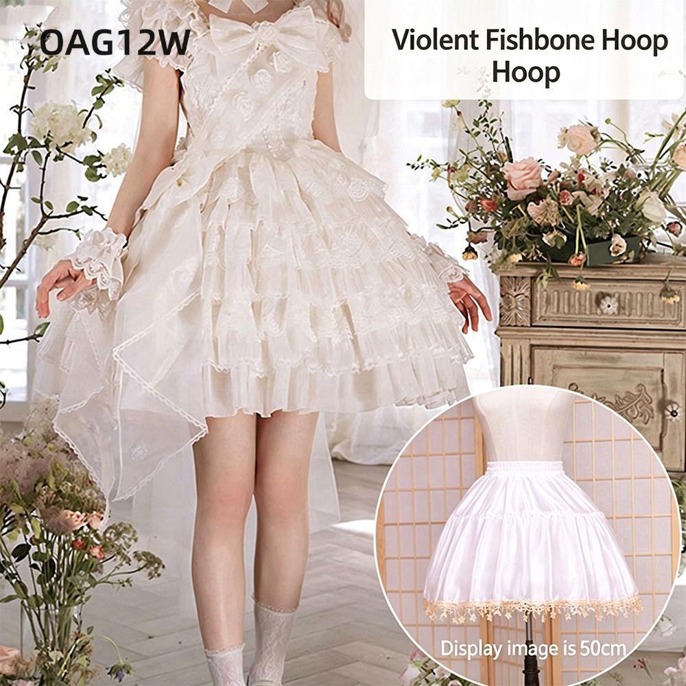 OAG12W Petticoat, สีขาวคอสเพลย์ Underkirt Crinoline, แฟชั่นดาว Moon Breathable พร้อม Hoop Crinoline 