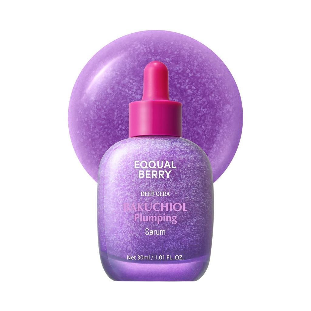 EQQUALBERRY Bakuchiol Plumping Face Serum - Retinol Natural Alternative for Sensitive Skin, with Nia