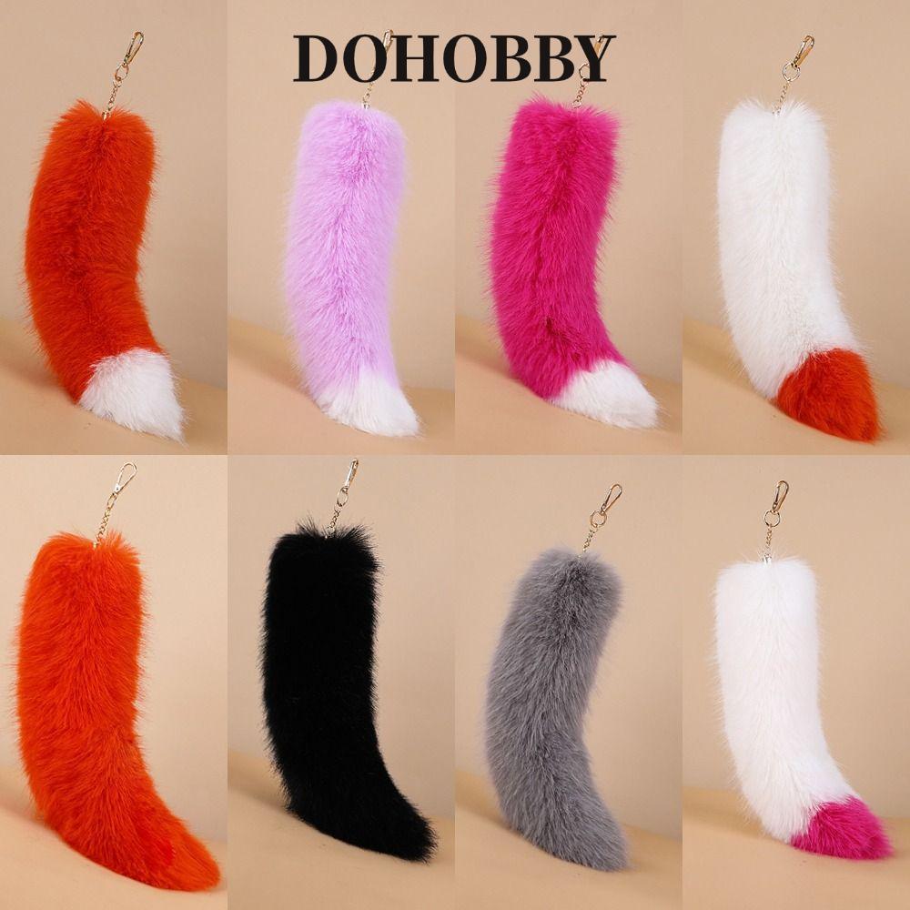 DOHOBBY Therian Tail Bag Charms,ขนาดใหญ่Fluffy Soft Plush Faux Fur Tailพวงกุญแจ,น่ารักหนาWarm Fur Ke
