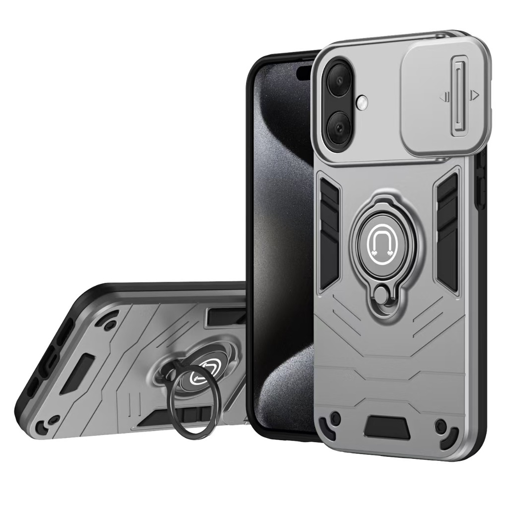 สําหรับ Samsung S21 S20 FE S25 Plus S24 S26 Ultra เลื่อนฝาครอบเลนส์ Anti-Drop เคสโทรศัพท์พร้อมขาตั้งแหวน