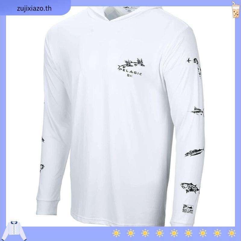 Pelagic Aquatek Gyotaku เสื้อกันหนาวแขนยาว มีฮู้ด ลายพราง ป้องกันแสงแดด สําหรับตกปลา UPF50+