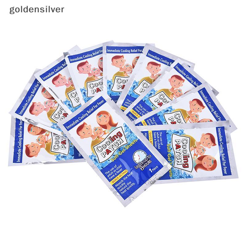 Goldsilver 10 ชิ้น/ถุง Pain Relief Baby Fever Patch นํา Fever Down Cooling Gel สําหรับอาการปวดหัว TH