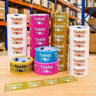 เทปกาว พิมพ์ลาย THANK YOU เทปยิ้ม กว้าง 2 นิ้ว ยาว 20 หลา/45 หลา/100 หลา (1-6 ม้วน)