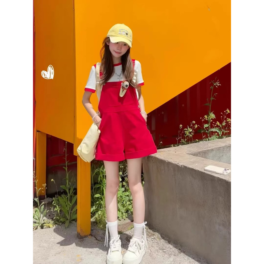 Korean shorts กางเกงขาสั้นสบาย cicishop1 Dopamine Super Hot Denim Overalls ผู้หญิง 2025 สไตล์ใหม่ฤดู
