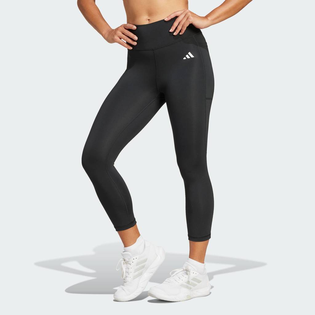 adidas Gym & Training กางเกงเลกกิ้งสามส่วน Optimé Essentials พร้อมช่องเก็บของ ผู้หญิง สีดำ IY9243