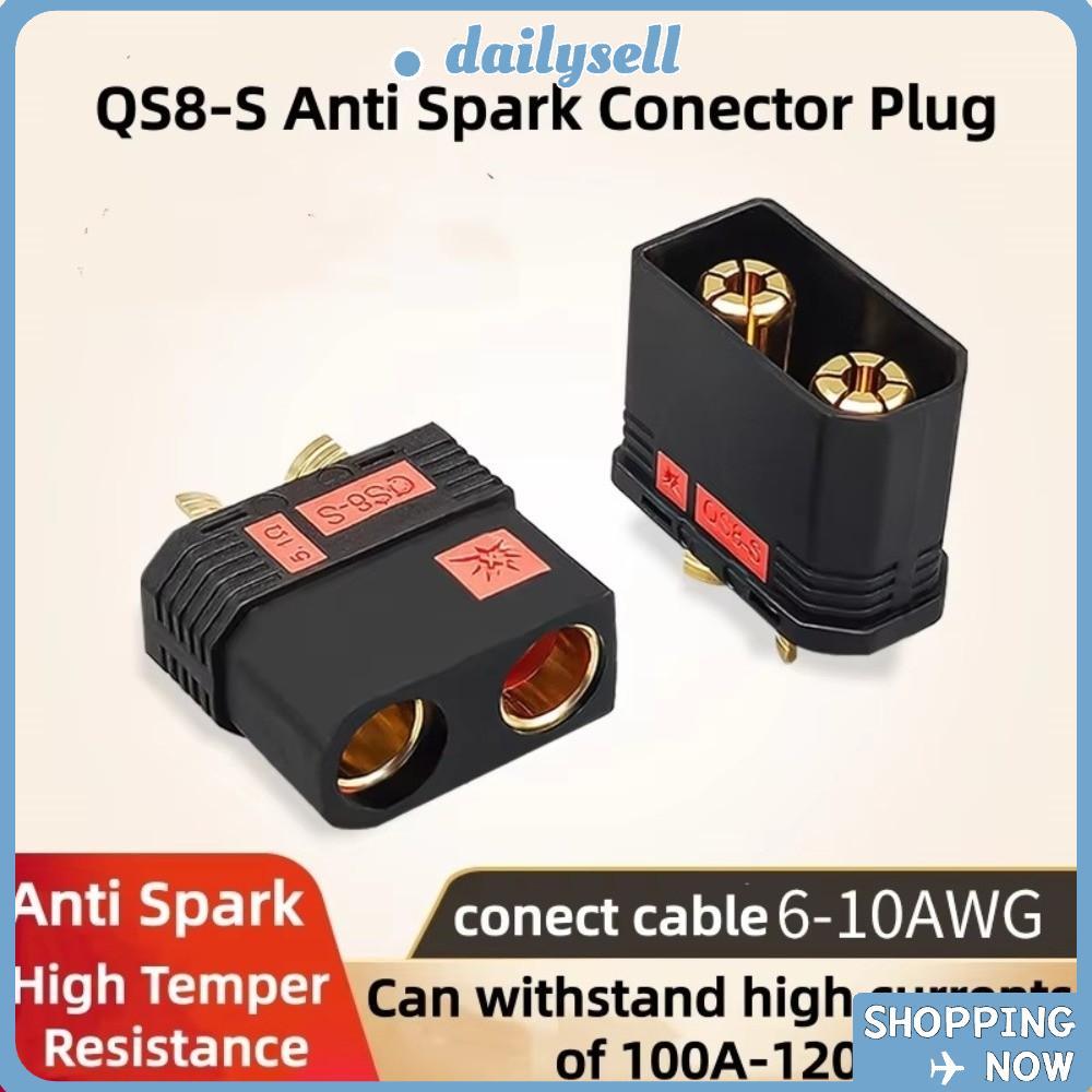 ขั้วต่อ DAILY QS8-S, ปลั๊กแบตเตอรี่ป้องกันการ Spark QS8P-S ชุบทอง, สีดํากระแสไฟสูง QS8-S MF ชุดปลั๊ก