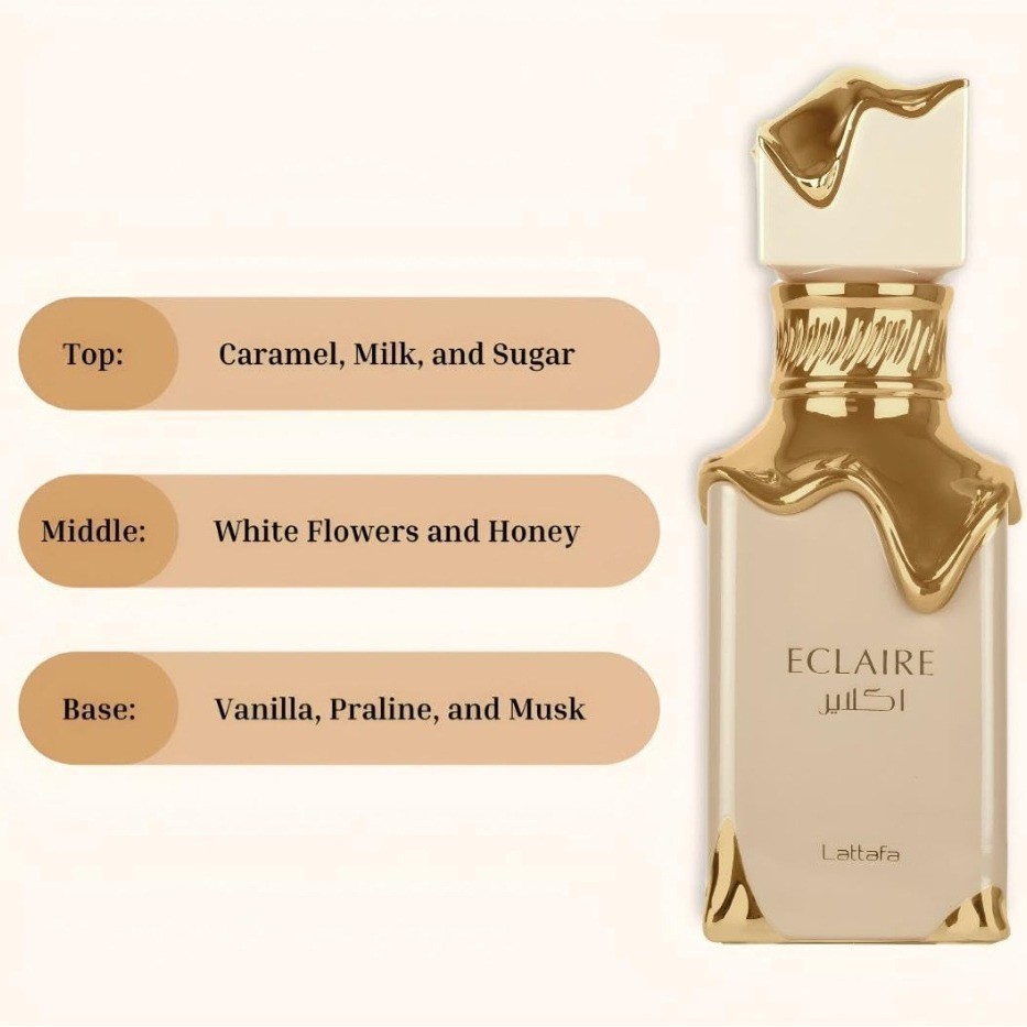 เค้กร้อน Cross-Border ขายดี lattafa Perfume Eclaire100ml ไอศกรีมสุภาพสตรีน้ําหอมดูไบตะวันออกกลาง
