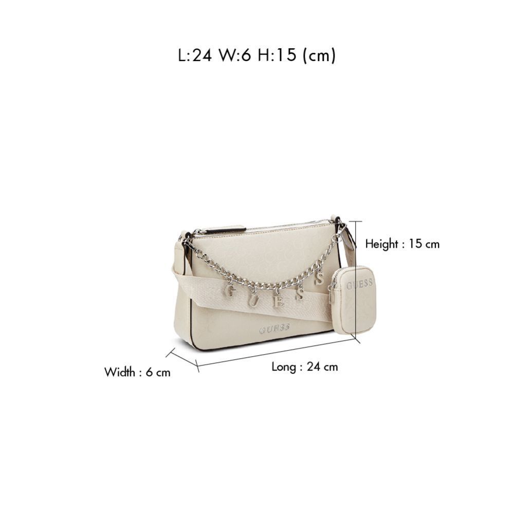 กระเป๋า Guess รุ่น FF998069 FIORA MINI TOP ZIP สีครีม ราคา ถูกที่สุด ดีลบีเคเค แกลเลอรีภาพที่ 5