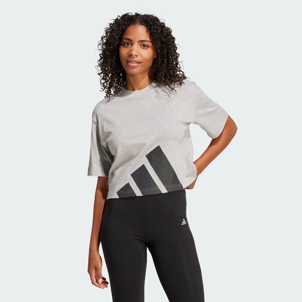 adidas Lifestyle Essentials Big Logo Boyfriend Tee Women Grey JG8738