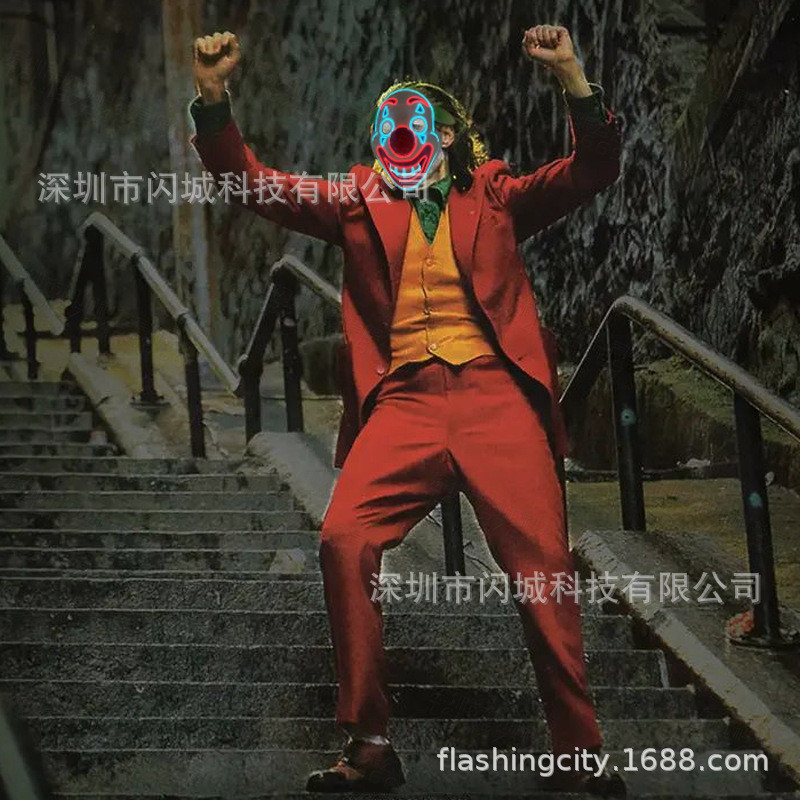 ตลกโจ๊กเกอร์โจ๊กเกอร์หน้ากากฮาโลวีนแสงหน้ากาก กระแสตรง รูปที่ 4
