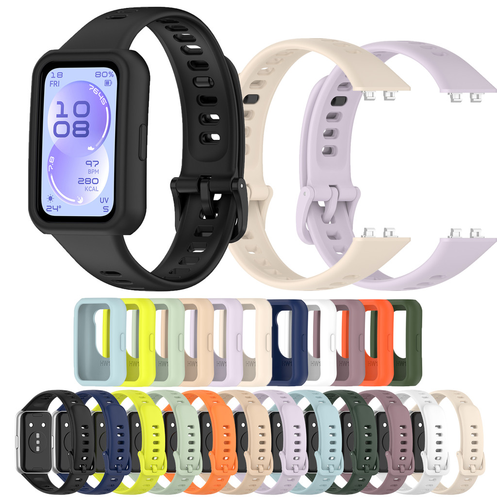 2 in 1 สายรัดซิลิโคน + สําหรับ Huawei Band 11 Pro 11Pro นุ่มกันน้ํากีฬาแฟชั่นสายรัดข้อมือเปลี่ยนสร้อยข้อมือ Smartwatch Candy สี Slim Tpu