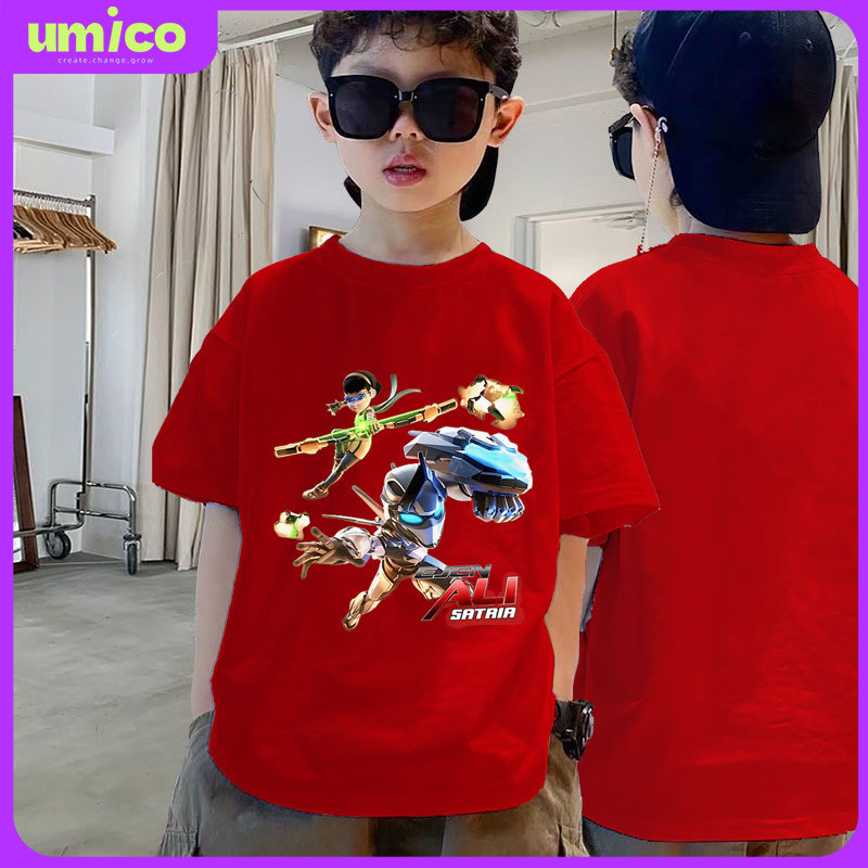 2026UMICO Ejen Ali The Movie 2 เสื้อยืด Baju Ejen Ali Kids เสื้อยืด 100% Cotton Short Sleeve Boys Sh
