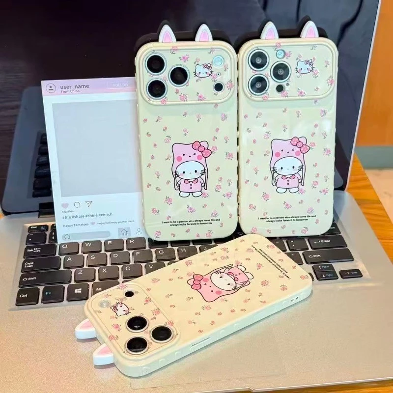 สําหรับ IPhone 17 16 15 14 plus 13 12 11 Pro Max 7 8 plus น่ารัก 3D หูแมว Kitty ใหม่ 17 windows เคสโทรศัพท์ปกอ่อน thumbnail 4