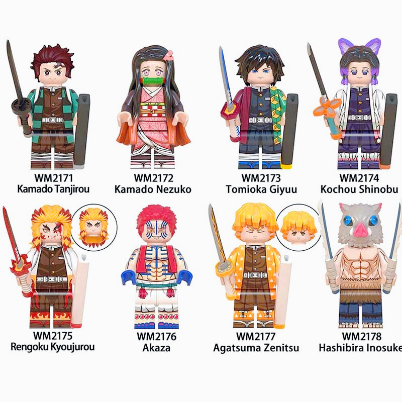 อะนิเมะการ์ตูน Agatsuma Zenitsu Tanjirou Nezuko Zenitsu Building Blocks รูปของเล่นของขวัญ