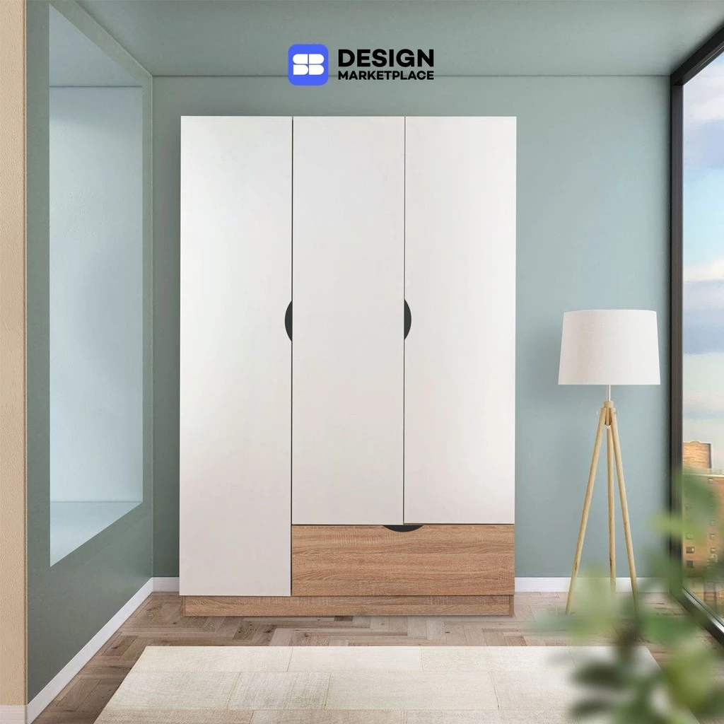 SB Design Square ตู้เสื้อผ้าบานเปิด ขนาด 120 ซม. รุ่น Havin สีขาว (120x58x180 ซม.) แบรนด์ KONCEPT FURNITURE
