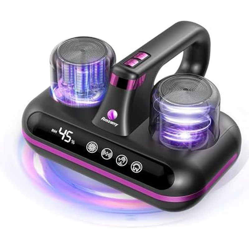 Amzany 床垫吸尘器 - 5 合 1 无绳床吸尘器,采用 UV-C 光和超声波技术驱动,16Kpa 强力吸力,低噪音,适合灰尘、宠物毛发等。