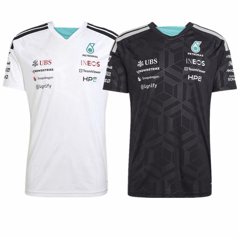 F1 Racing Jersey Mercedes Team Chelsea Antonnelli Same Style Car Fan Version สีดําแขนสั้นเสื้อโปโล R