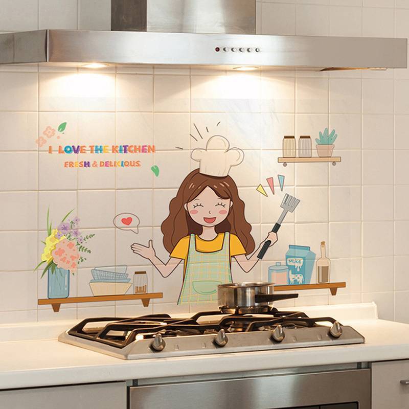 LEFT 1 แผ่น 30*90 ซม. 60*90 ซม.Self-Adhesive Kitchen Oil-Proof Stiers ทนความร้อน, กันน้ําและกันน้ํามันตู้ Stiers GHT