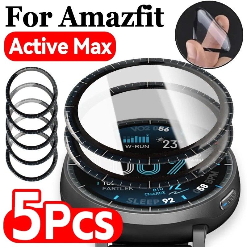 10 ชิ้นป้องกันหน้าจอสําหรับ Amazfit Falcon Balance 2 Active 2 Zepp E Square Max วงกลม HD ฟิล์มกระจกนิรภัยสําหรับ Amazfit นาฬิกา 3 T-Rex 3 2 Cheetah Pro โค้งสีดําขอบฟิล์มแก้ว