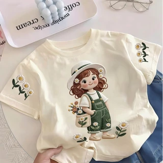 🐻Yout-children เสื้อเด็กแฟชั่น คอกลม Oversize ผ้าคอตตอน 'Flower girl' สบายนุ่ม ระบายอากาศดี