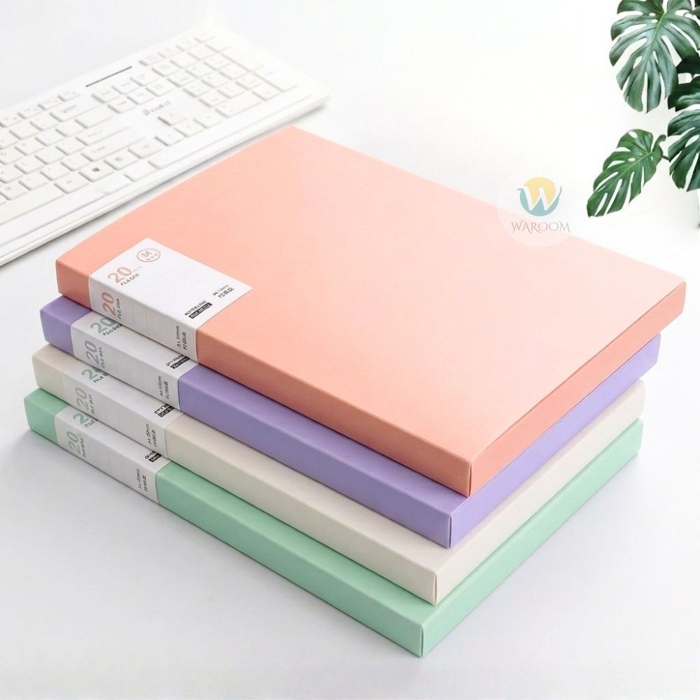 แฟ้ม File box แฟ้มเก็บเอกสาร กระดาษ A4 แบบไม่มีไส้ ขนาด 20 mm. โทนสีพาสเทล ปกป้องเอกสารไม่ให้ฉีกขาดง่าย