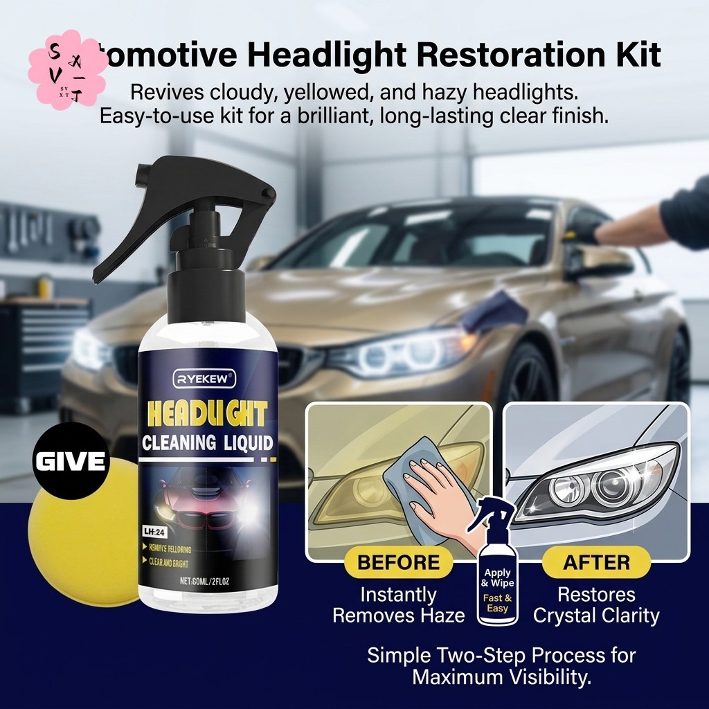 น้ํายาฟื้นฟูไฟหน้ารถ 60ml ลบรอยขีดข่วน Yellowing Oxidation Cleaner