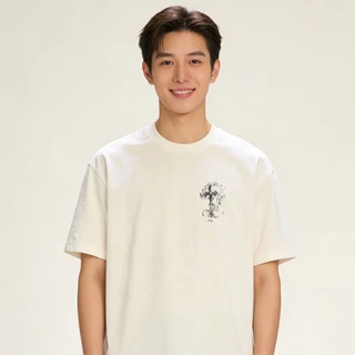 พร้อมส่ง 220g ผ้าฝ้าย เสื้อยืดแขนสั้นพิมพ์ลายกางเขนสำหรับผู้ชายและผู้หญิง เสื้อยืดผ้าฝ้าย เสื้อยืดคุณภาพสูง