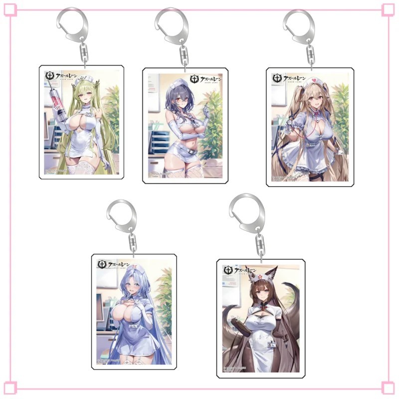 พวงกุญแจเกมมือถือ Azur Lane ทําจากอะคริลิค Mica ขนาด 6 ซม. พร้อมรูปพยาบาลสําหรับตกแต่งกระเป๋าเป้สะพา