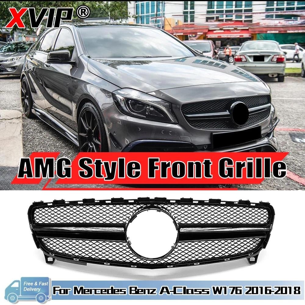 XPVIP Chrome Silver A45 AMG ตะแกรงกันชนหน้าสําหรับ Benz A-Class W176 16-18 A180 A200 A250 สีดําเงา A