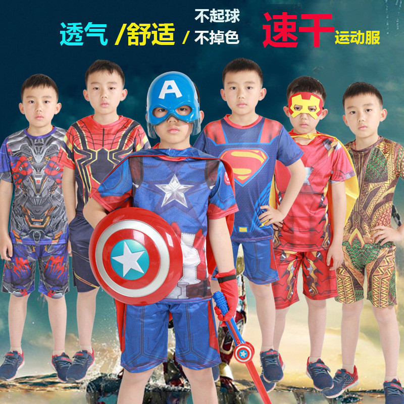 ชุดสูทฮีโร่แขนสั้นสำหรับเด็ก รวม Superman, Captain America และ Deadpool