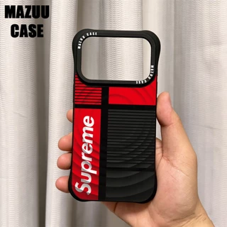 เคสไอโฟน ซิลิโคนสีดำ แม่เหล็ก กันกระแทกมุม ลายสีแดงดำขาวสไตล์สตรีทสุดเท่ สำหรับ iPhone 17 16 15 14 13 12 11 Pro Max Plus