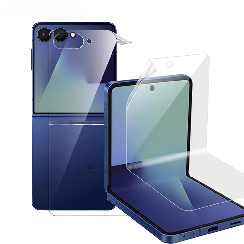 สําหรับ Samsung Galaxy Z Flip 7 6 5 4 3 Glossy Hydrogel ป้องกันหน้าจอฝาครอบด้านหน้า TPU ฟิล์มป้องกัน