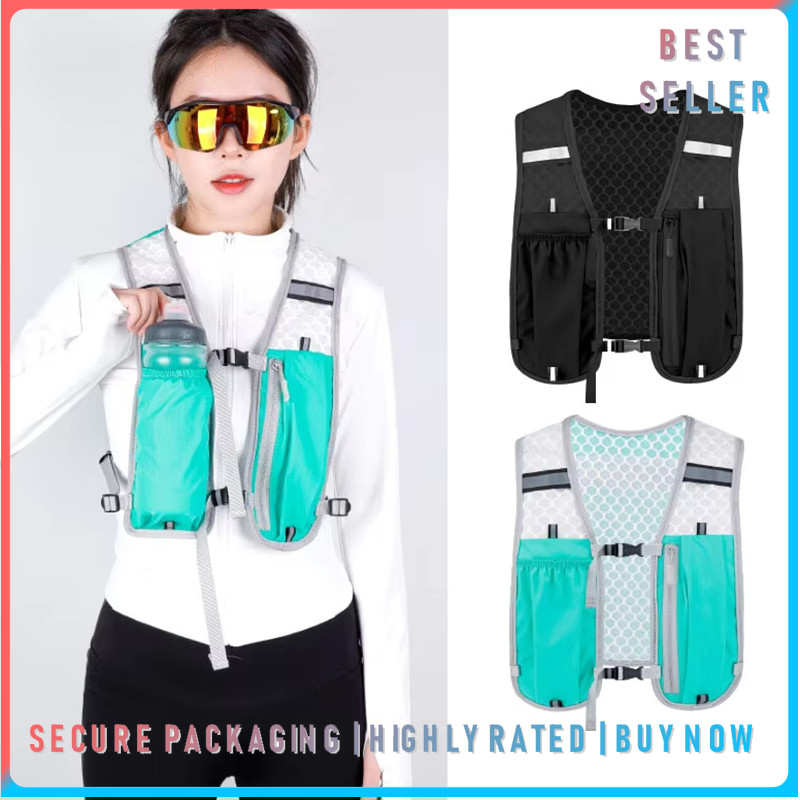 Queshark Unisex Sport Vest Pack Multi-Pocket Hydration กระเป๋าเป้สะพายหลังสําหรับ Trail Running Trav