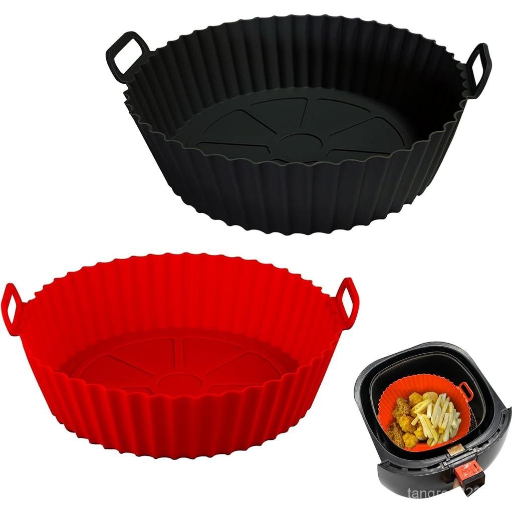 Air Fryer ซิลิโคน Liners หม้อ,8 นิ้ว Air Fryer ตะกร้า Liners,ซิลิโคนถาดอบหม้อสําหรับ 3 ถึง 5 Qt สําห