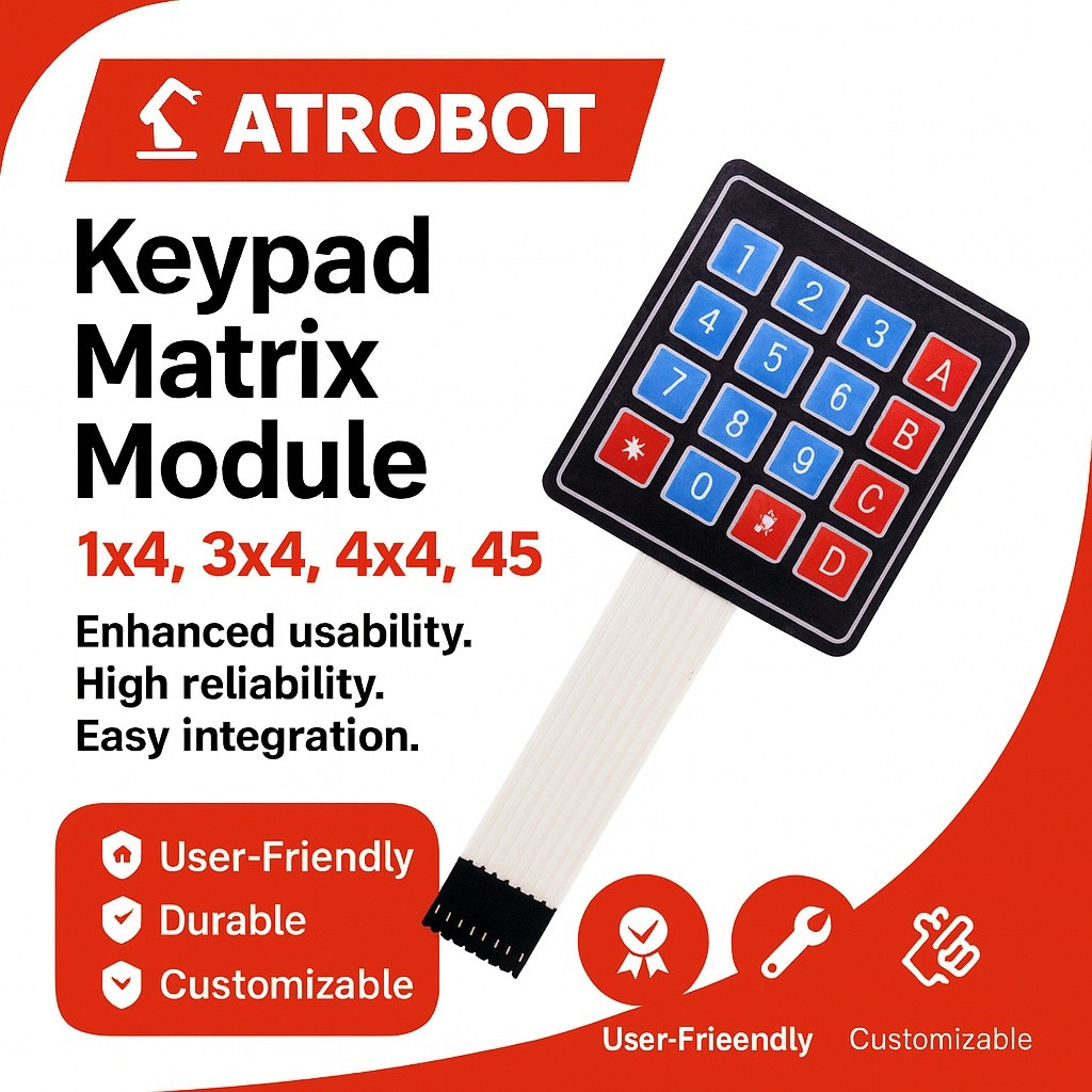Keypad Matrix 1x43 โมดูลคีย์แพดเมมเบรน ปุ่มใหญ่ ใช้งานง่าย 3.3V/5V สำหรับไมโครคอนโทรลเลอร์