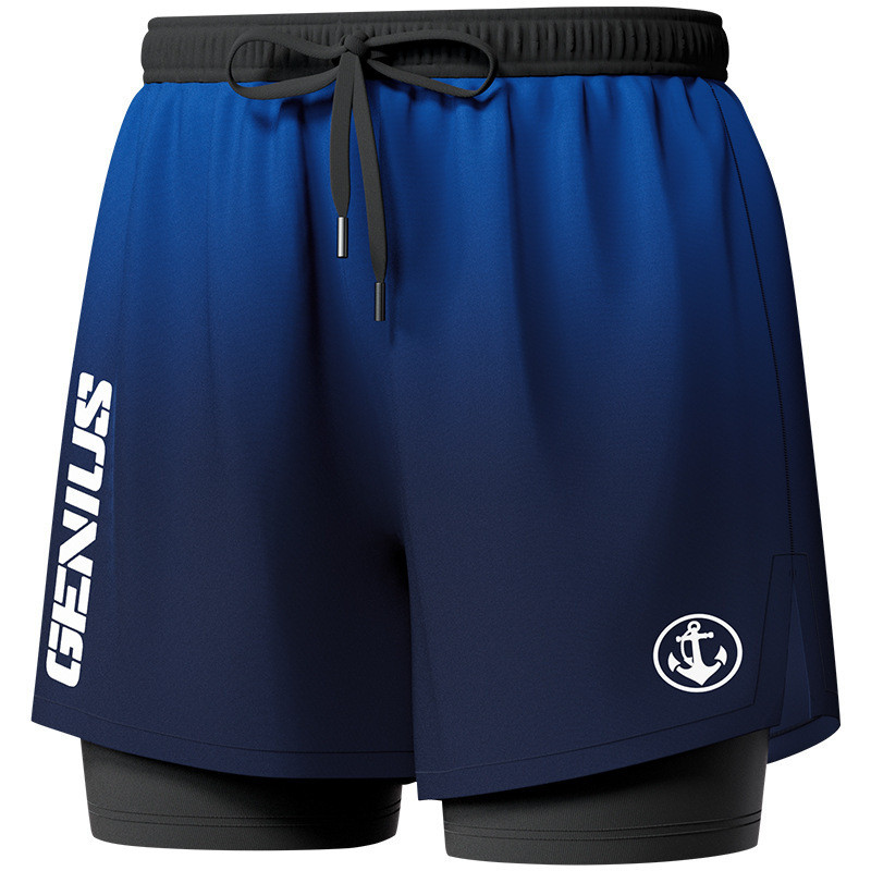 Swimming Trunks Men's Double-Layer Loose Anti-Embarrassment Sports Shorts Beach Pants lF7t