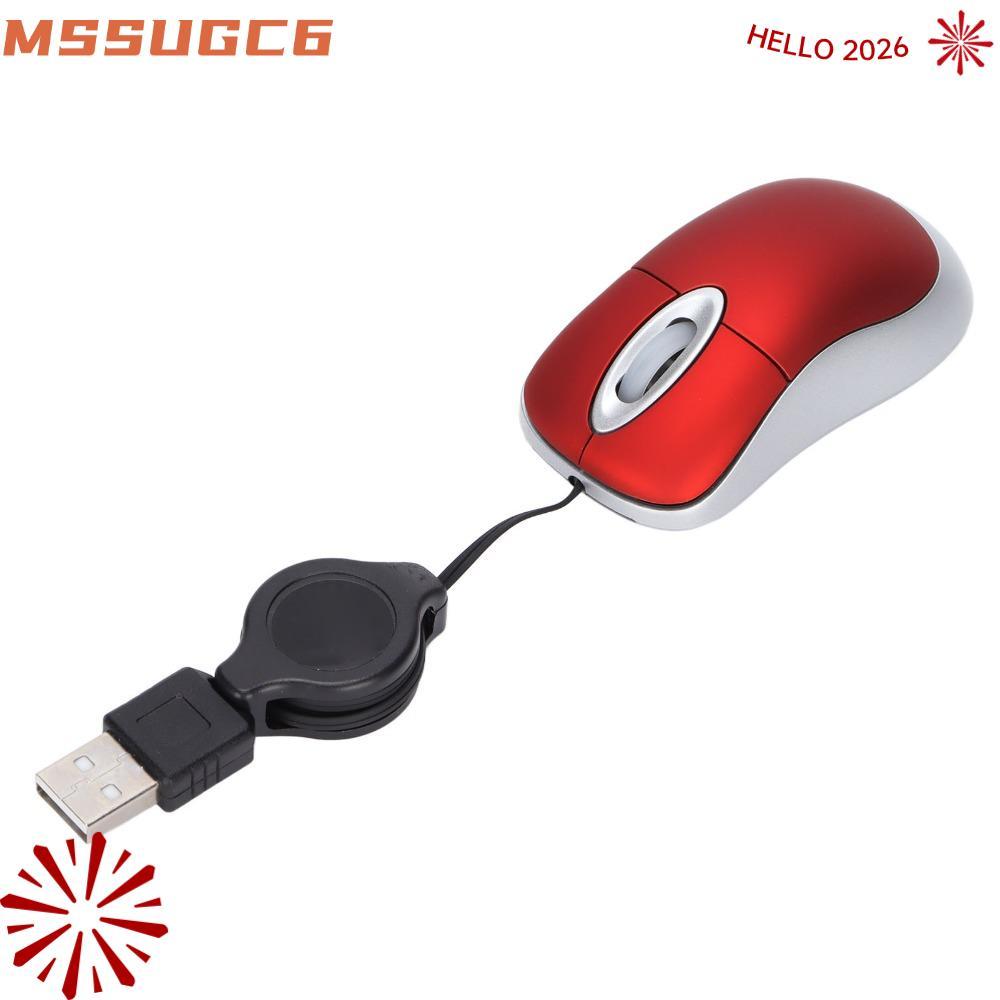 IMSSUG เมาส์แบบมีสาย, 1200 DPI Retractable Cable USB Mouse, Tiny Compact Design Mini ขนาด 3 วิธีล้อ Optical Mouse Office Travel