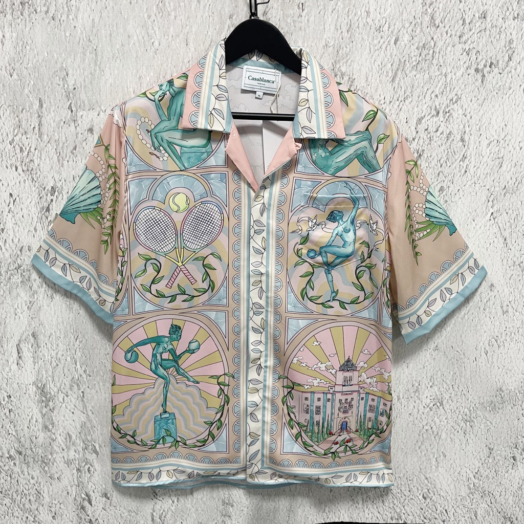3OWT CASABLANCA Statue Tennis Hawaiian Style Vacation Couple Hawaiian Shirts