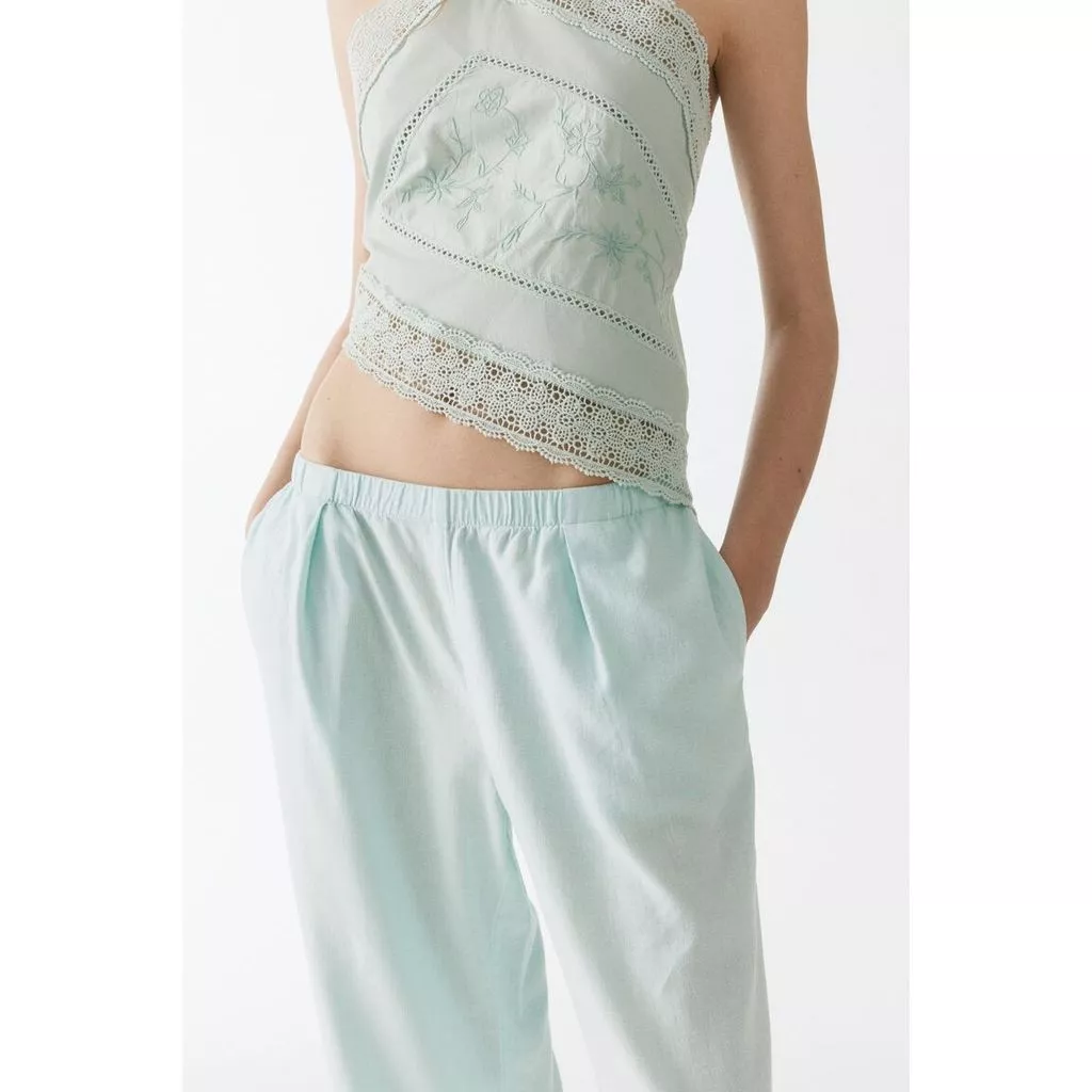 H&M(เอชแอนด์เอ็ม) กางเกงขายาวทรงกว้างผ้าลินินผสม ผู้หญิง 1331001_1